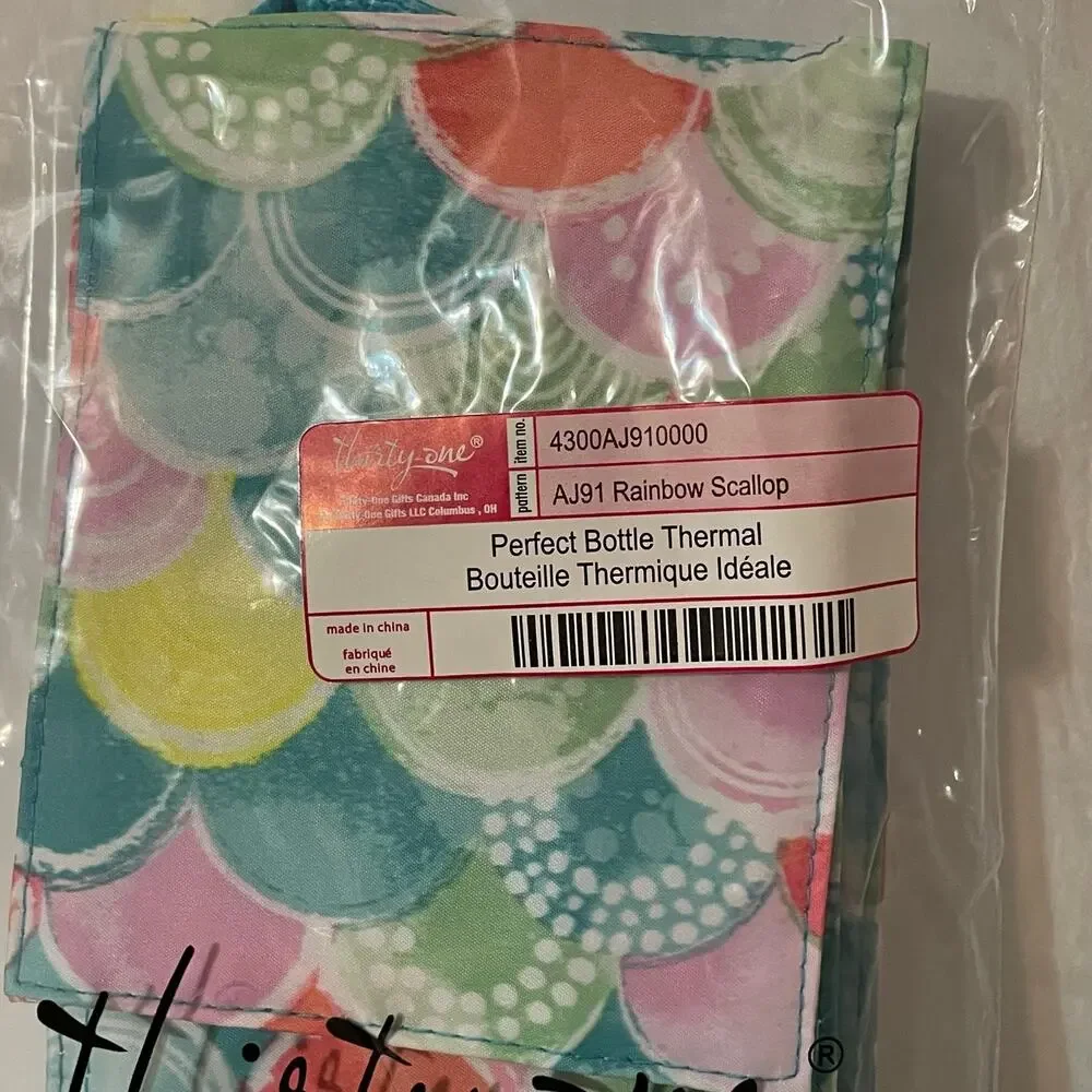 THIRTY-ONE Perfect Bottle Thermal New‎ Rainbow Scallop Reusable Wine Gift Bag